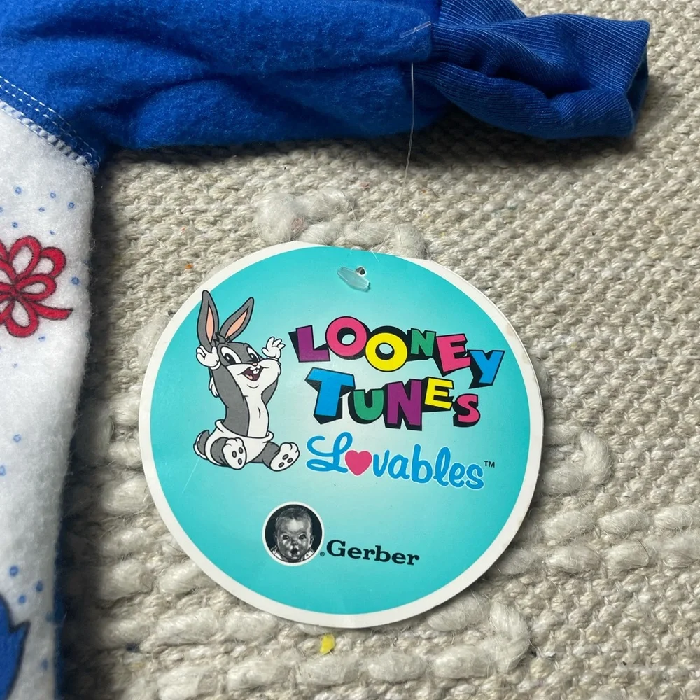 NWT Vintage Gerber Looney Tunes Bugs Bunny Christmas One Piece Pajamas 6 Mon